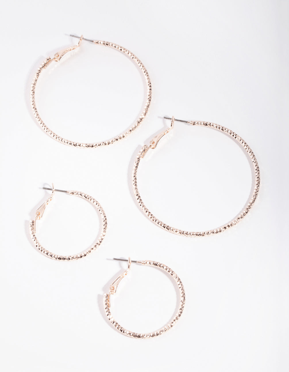 Rose Gold Hoop Diamond Cut 2-Pack Earring