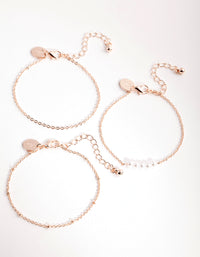 Rose Gold Dainty Pearl Bracelet Pack - link has visual effect only