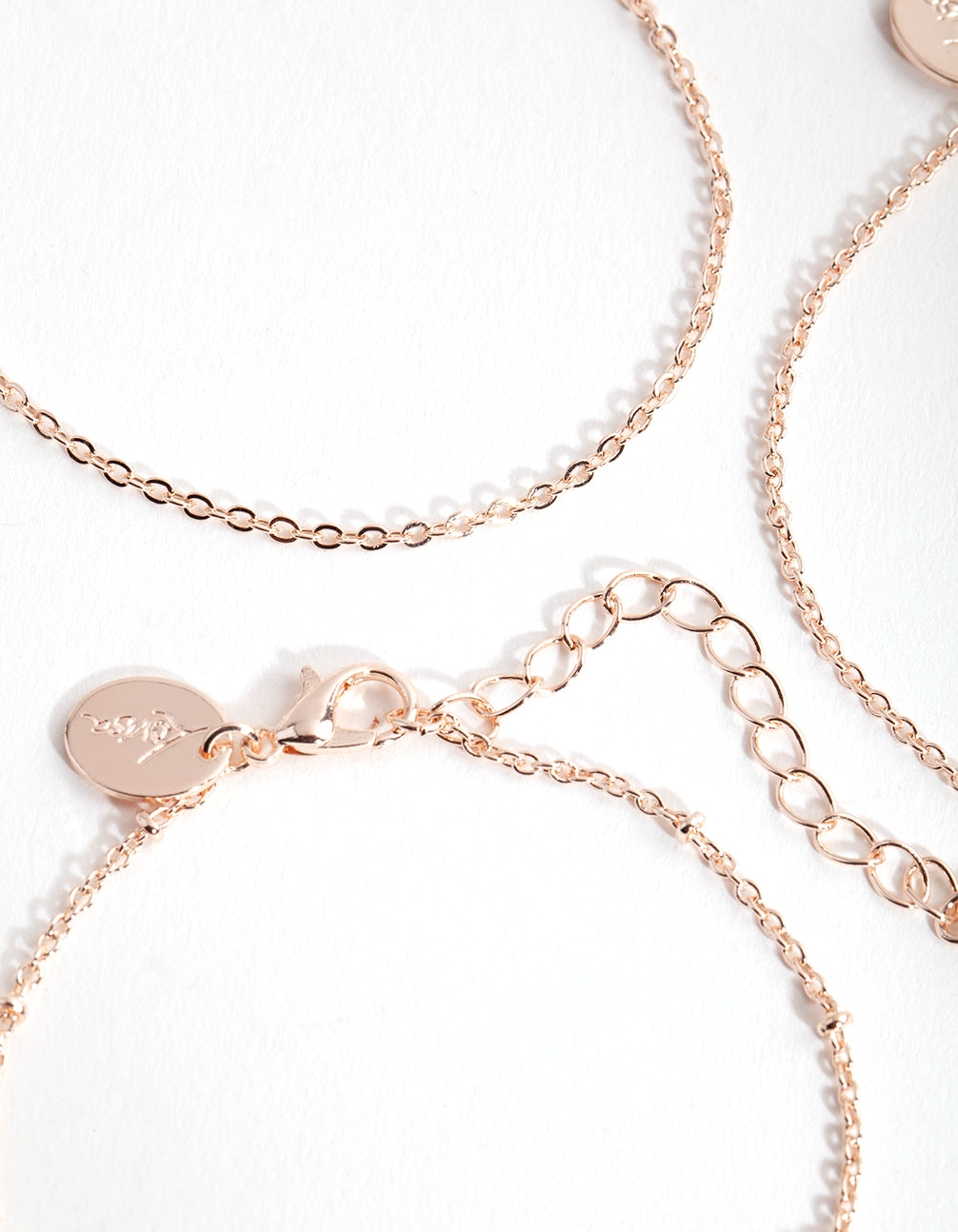 Rose Gold Dainty Pearl Bracelet Pack