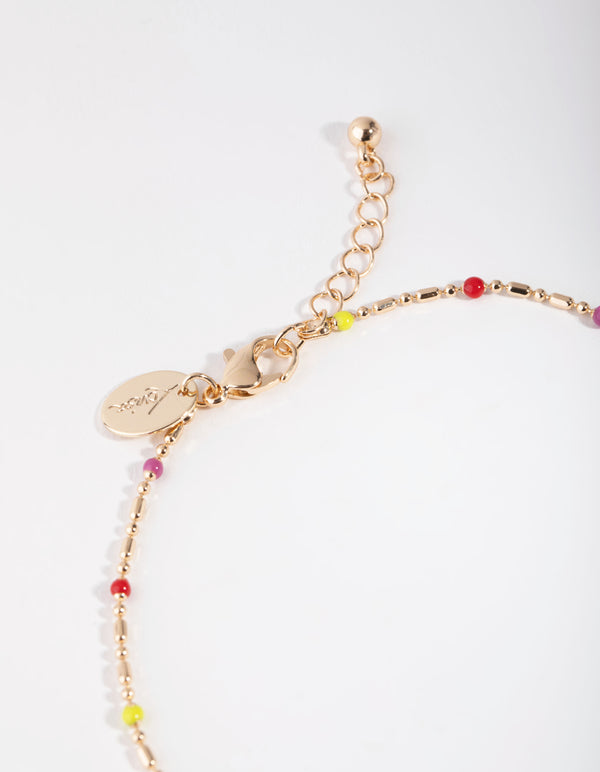 Gold Bright Bead Chain Anklet