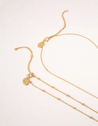 Gold Plated 2-Row Single Pearl Drop Necklace - link has visual effect only
