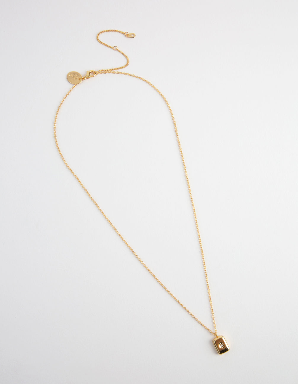 Gold Crystal Rectangle Locket Necklace
