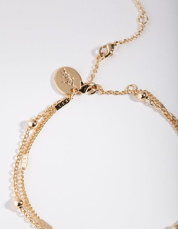 Gold Plated Ball & Pearl Drop Bracelet