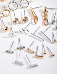 Mixed Metals Chain & Hoop 16-Pack Earring - link has visual effect only