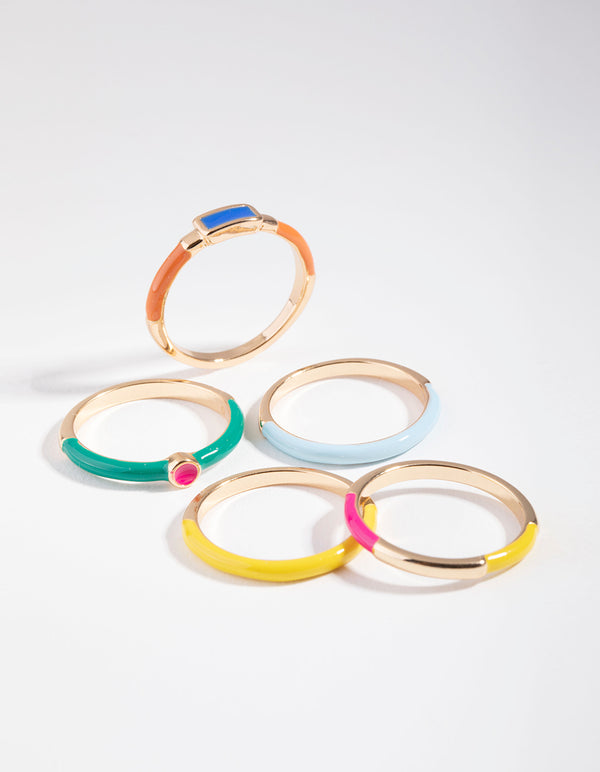 Gold Matte Bright Rings 5-Pack