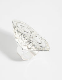 Antique Silver Oval Etched Shield Ring - link has visual effect only