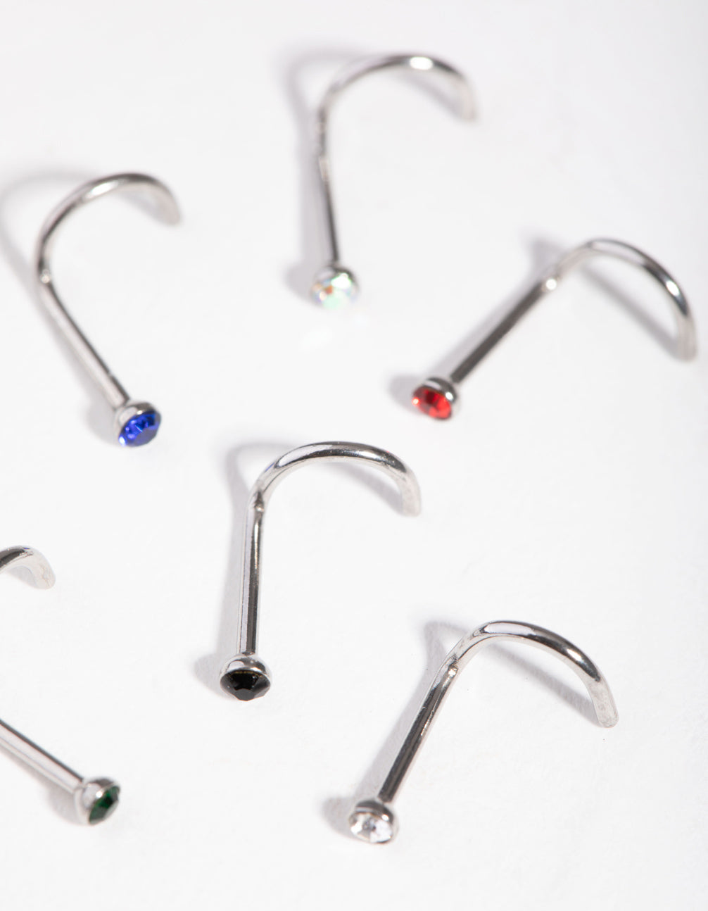 Surgical Steel Classic Gem Nose Stud 6-Pack