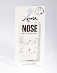 Surgical Steel Classic Gem Nose Stud 6-Pack - link has visual effect only