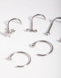 Surgical Steel Starry Diamante Nose Piercing 6-Pack - link has visual effect only