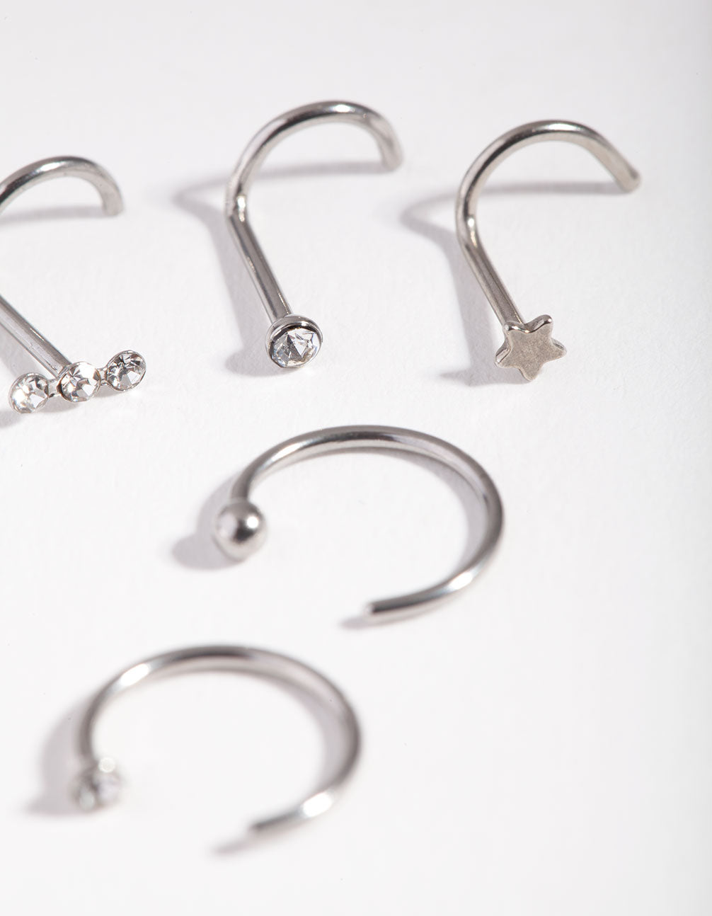 Surgical Steel Starry Diamante Nose Piercing 6-Pack