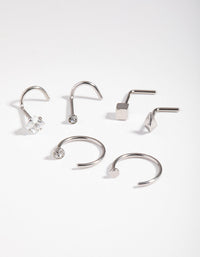 Surgical Steel Geometric Nose Ring 6-Pack - link has visual effect only