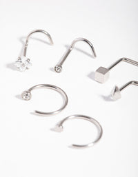 Surgical Steel Geometric Nose Ring 6-Pack - link has visual effect only