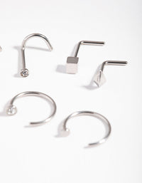 Surgical Steel Geometric Nose Ring 6-Pack - link has visual effect only