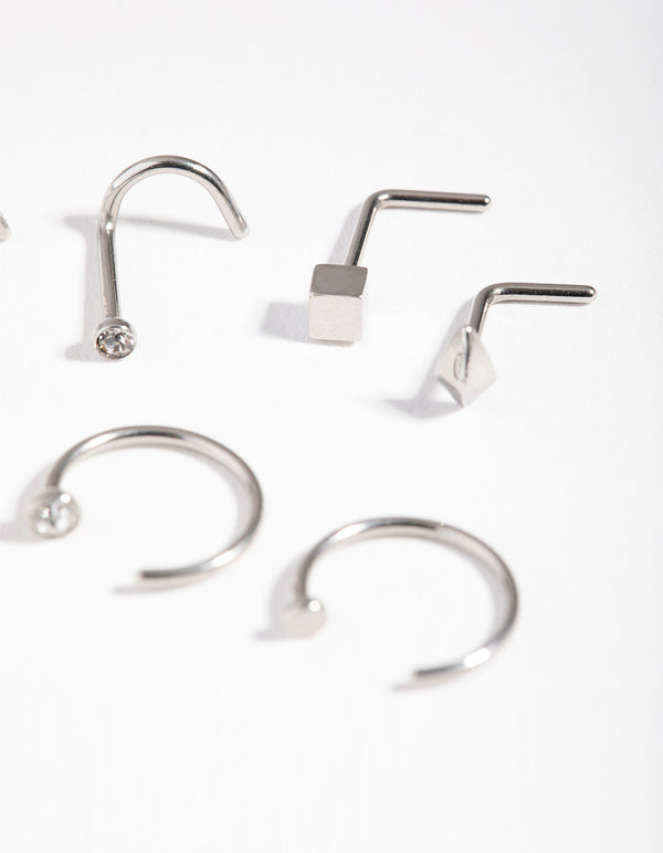 Surgical Steel Geometric Nose Ring 6-Pack