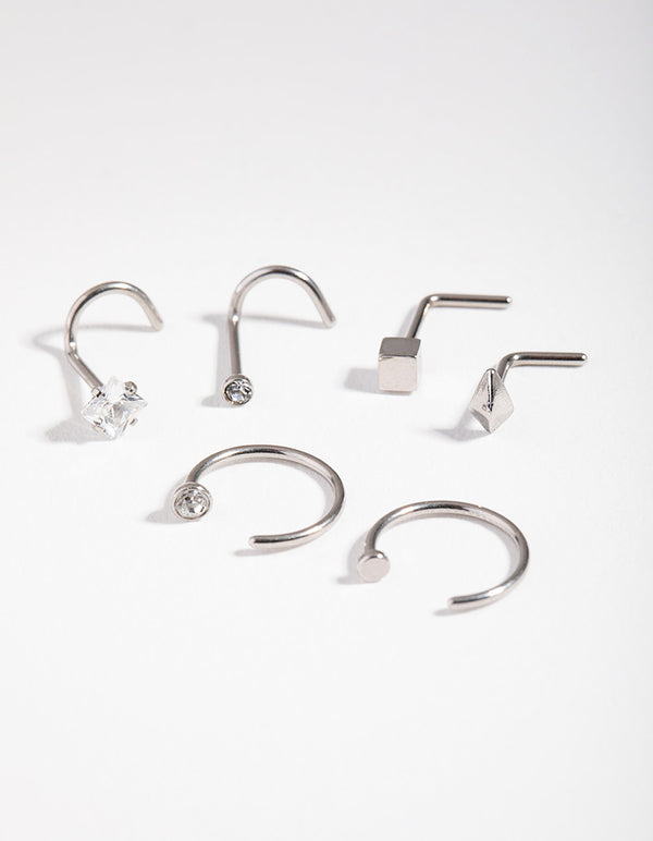 Surgical Steel Geometric Nose Ring 6-Pack