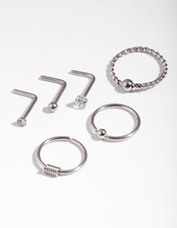 Surgical Steel Diamante Twist Nose Stud 6-Pack - link has visual effect only