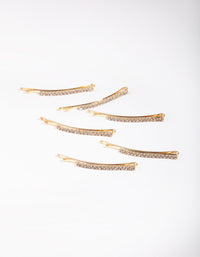 Gold Fine Diamante 6-Pack Bobby Pin - link has visual effect only