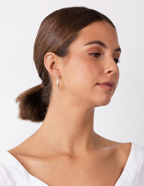 Sterling Silver 30mm Satin Hoop Earrings