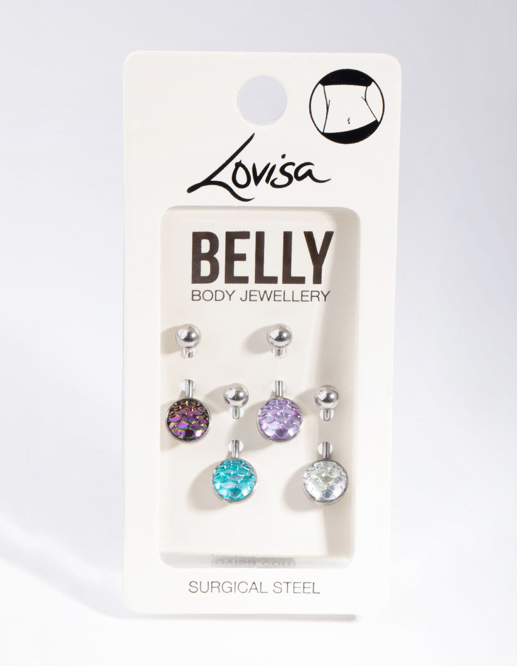 Surgical Steel  Mermaid Scale Belly Ring 4-Pack