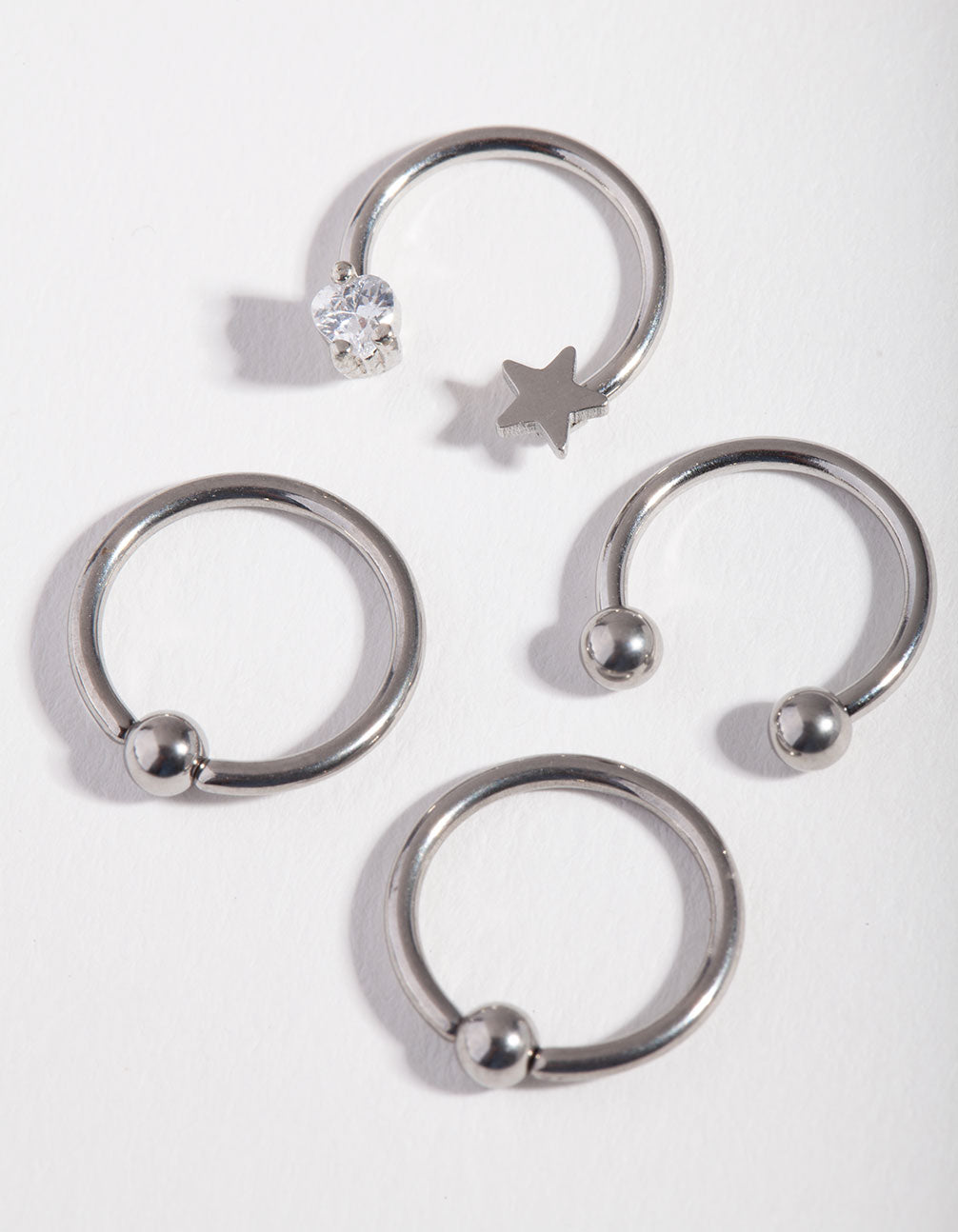 Surgical Steel Silver Celestial Mixed Earring 4-Pack