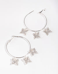 Silver Diamante Butterfly Hoop Earrings - link has visual effect only