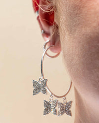 Silver Diamante Butterfly Hoop Earrings - link has visual effect only