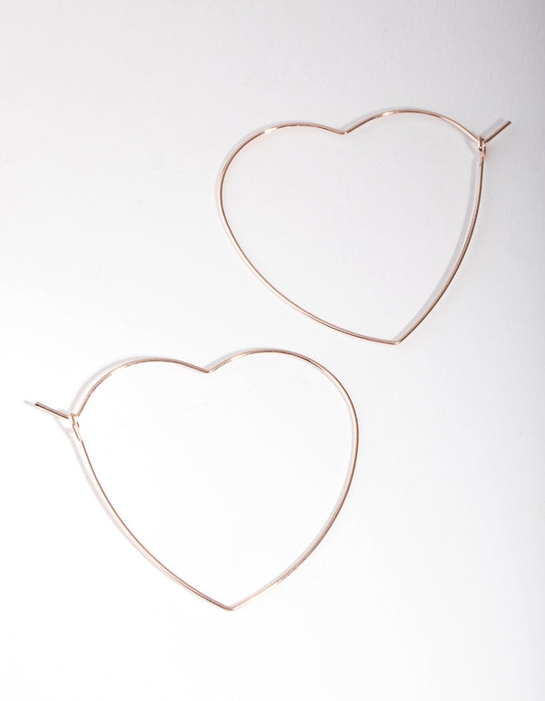 Rose Gold Heart Outline Hoop Earrings