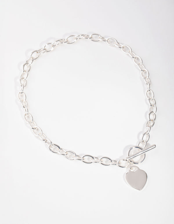 Silver Heart Charm Chain T&O Necklace
