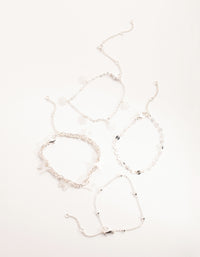 Silver Flower & Butterfly Bracelet & Anklet 4-Pack - link has visual effect only