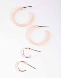 Rose Gold Acrylic Pack Hoop Earring - link has visual effect only