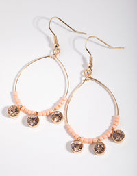 Gold Bead & Stone Drop Earrings - link has visual effect only