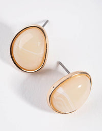 Gold Encased Pink Acrylic Stud Earrings - link has visual effect only