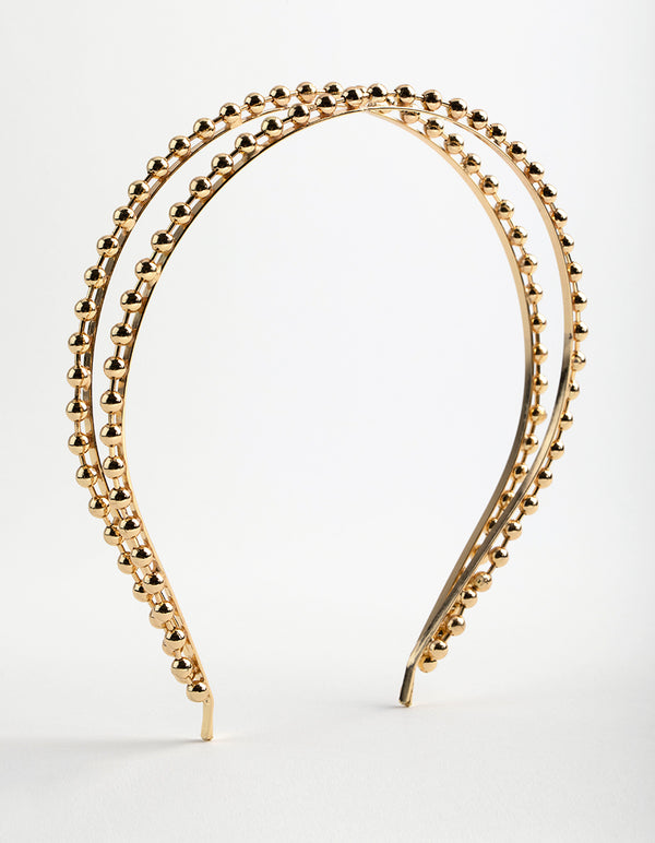 Gold Double Row Mini Ball Headband