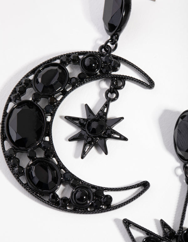 Matte Statement Star & Moon Earrings