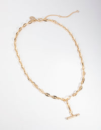 Gold Plated Mariner T-Bar Necklace - link has visual effect only