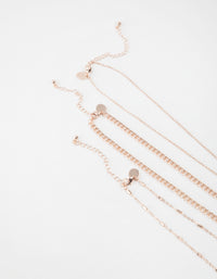 Rose Gold Short Fine Layered Chain Necklace - link has visual effect only