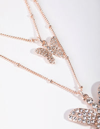 Rose Gold Pave Butterfly 2-Row Necklace - link has visual effect only
