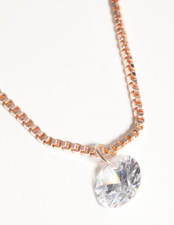 Rose Gold Short 2-Row Cupchain Diamante Necklace