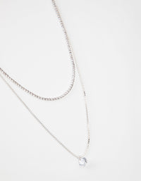 Silver Short 2-Row Cupchain Diamante Necklace - link has visual effect only
