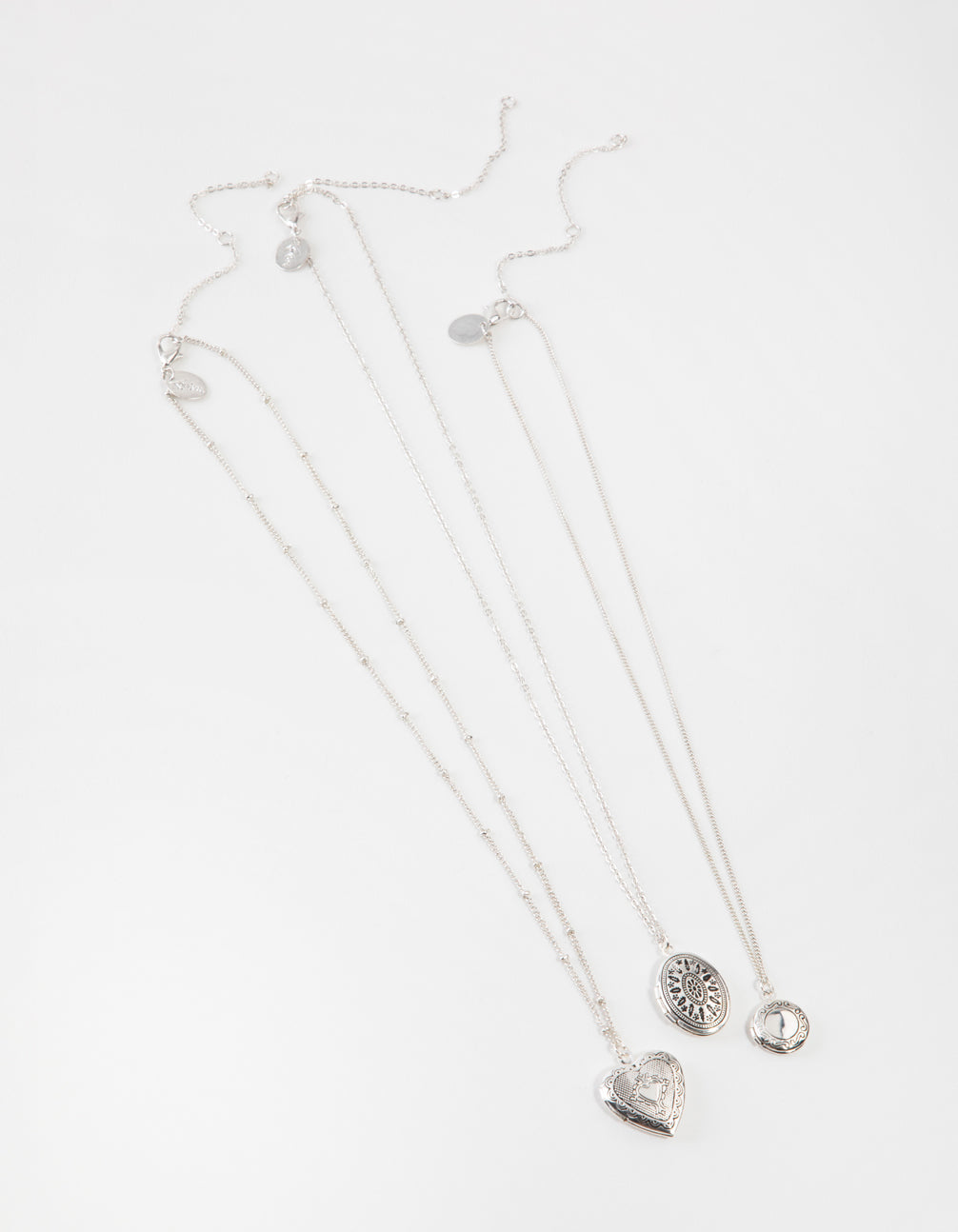 Antique Silver Mix Locket 3-Row Necklace