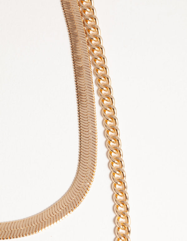 Gold Short Chain 2-Row Necklace