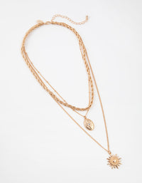 Gold Short 3-Row Sun Necklace - link has visual effect only