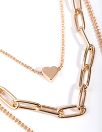 Gold Short Mini Padlock 3-Row Necklace - link has visual effect only