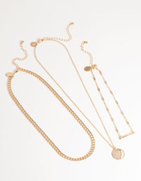 Gold Short Fine Layered Chain Necklace - link has visual effect only
