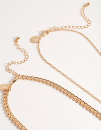 Gold Short Fine Layered Chain Necklace - link has visual effect only