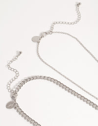 Silver Short Fine Layered Chain Necklace - link has visual effect only