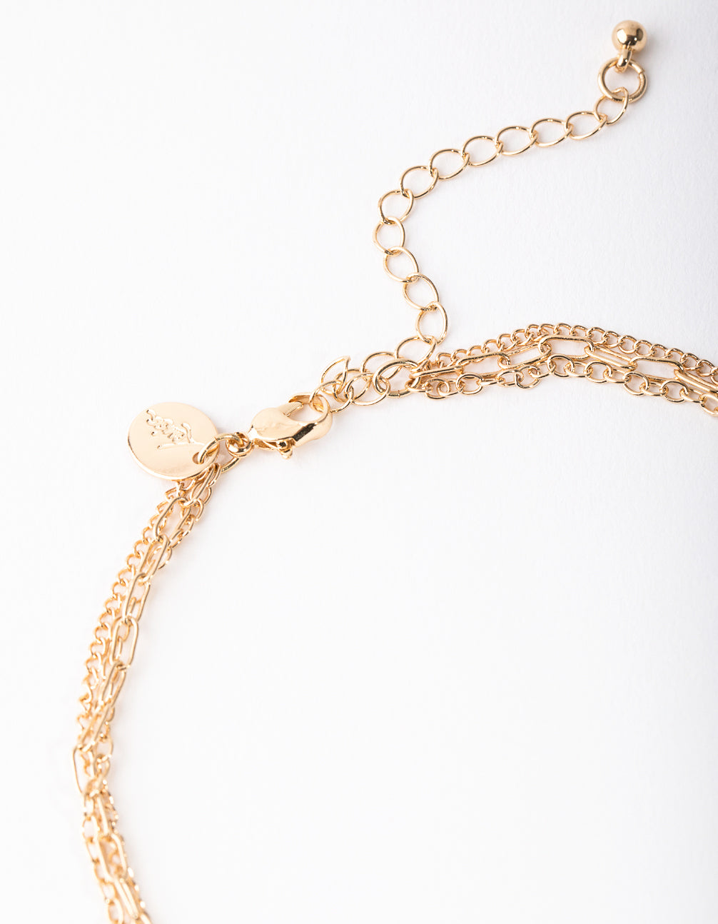 Gold Charm Disc 3-Row Necklace