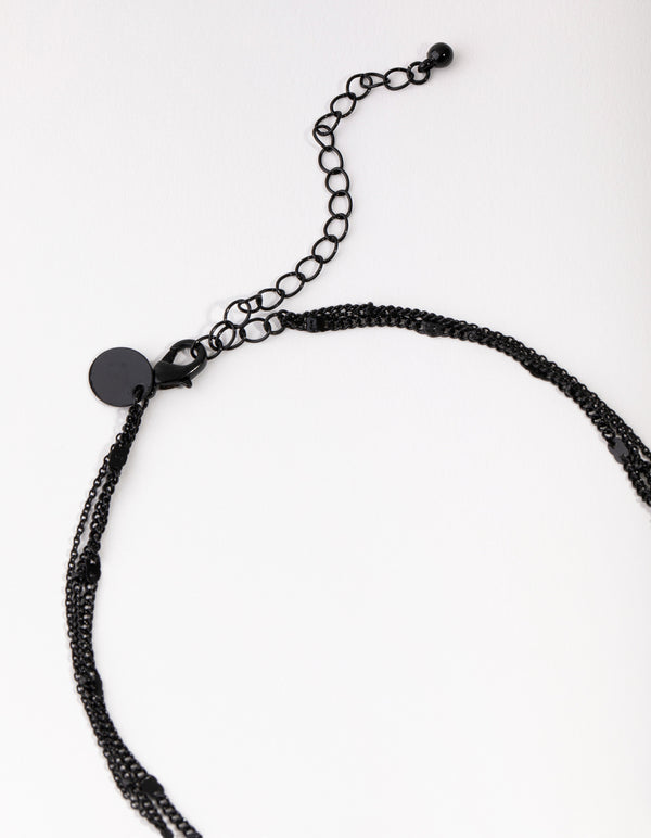 Matte Moon Charm 3 Layer Necklace
