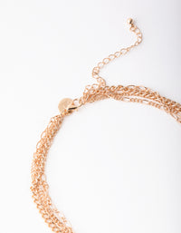 Gold Mixed Metal Chain Cross 4-Row Necklace - link has visual effect only