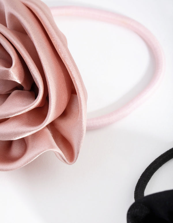 Fabric Rose Pack Hair Ties
